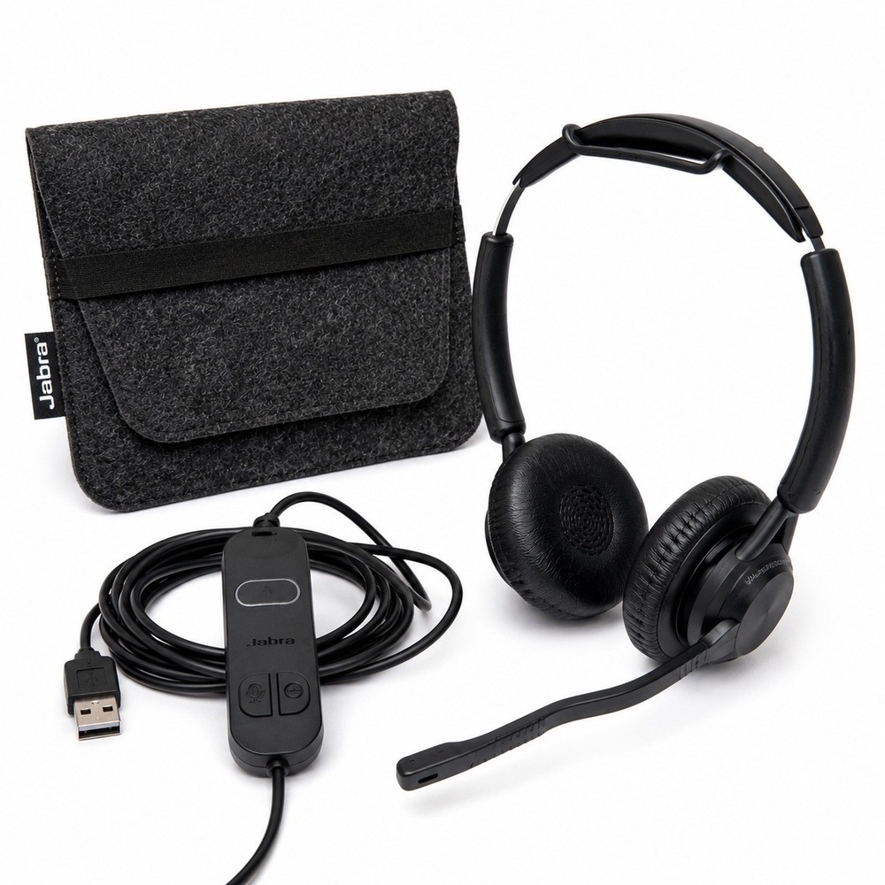 Jabra Evolve 40 Wired Stereo Headset USB-A 3.5mm Jack Noise Canceling Mic Case